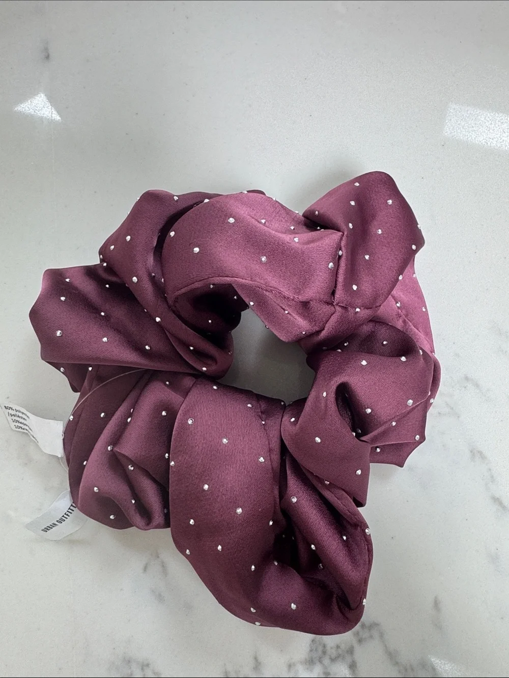 Urban Outfitters Plum large  Satin Scrunchie with Silver embellishments